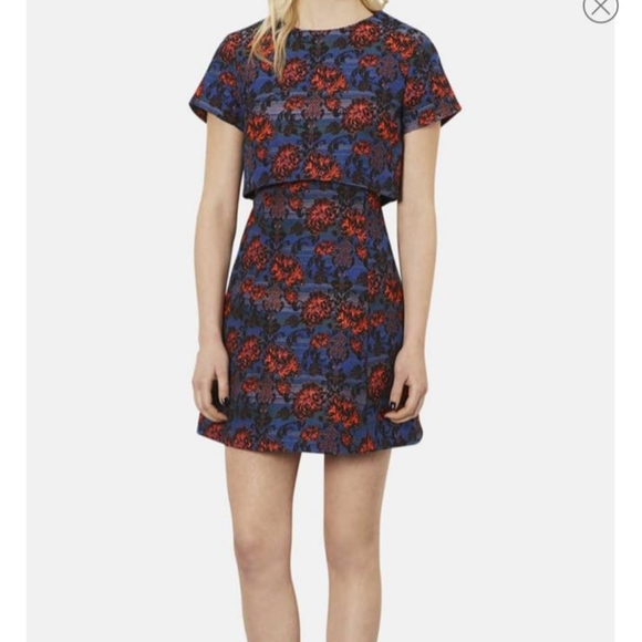 TOPSHOP petite - color floral short sleeve dress - Picture 9 of 10